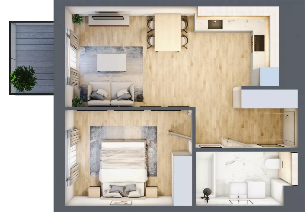 2 pokoje, mieszkanie 44,58 m², piętro 2, oferta nr 2.B.2.23, ATAL Apollina II, Kowale, ul. Apollina