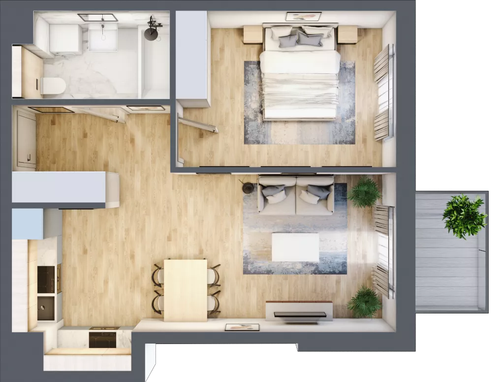 2 pokoje, mieszkanie 46,16 m², piętro 2, oferta nr 2.B.2.28, ATAL Apollina II, Kowale, ul. Apollina