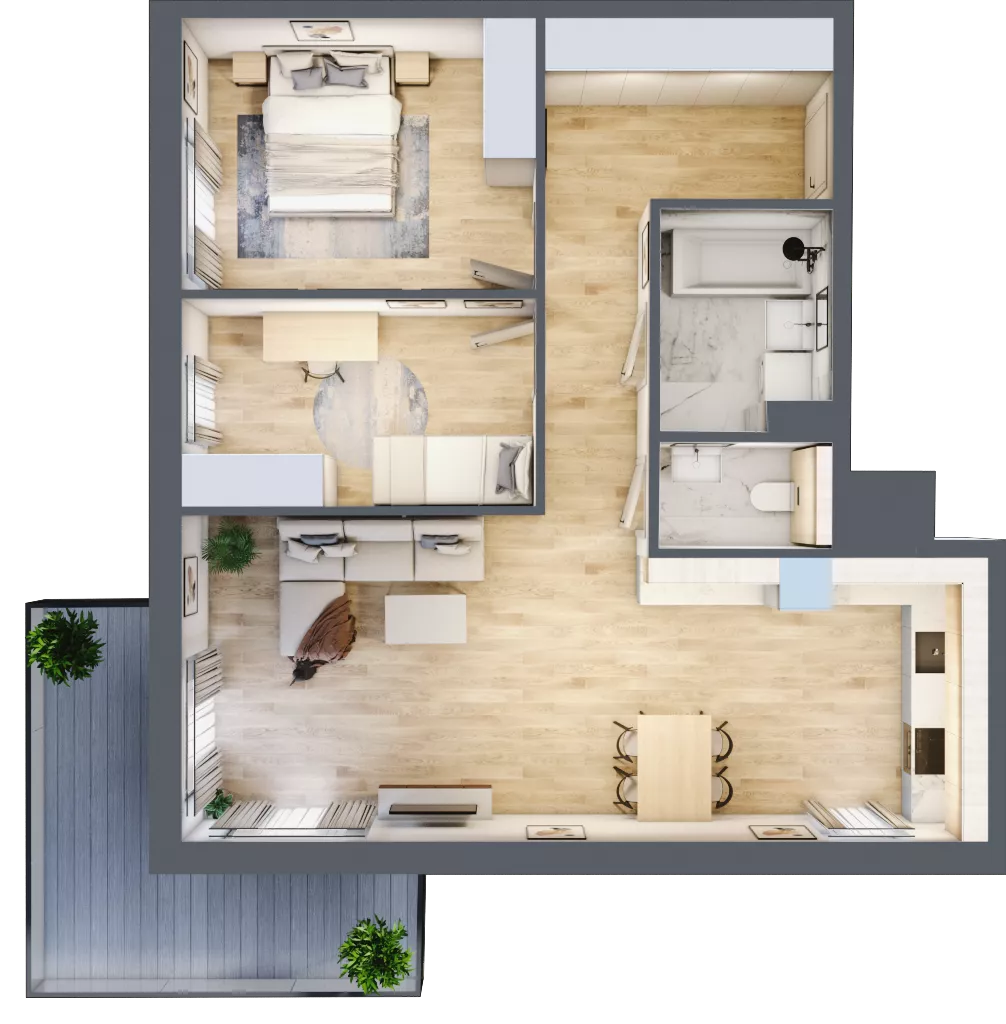 3 pokoje, mieszkanie 73,37 m², piętro 3, oferta nr 2.A.3.16, ATAL Apollina II, Kowale, ul. Apollina