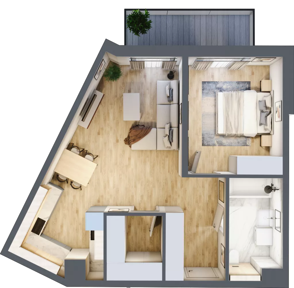 2 pokoje, mieszkanie 53,64 m², piętro 3, oferta nr 2.A.3.19, ATAL Apollina II, Kowale, ul. Apollina