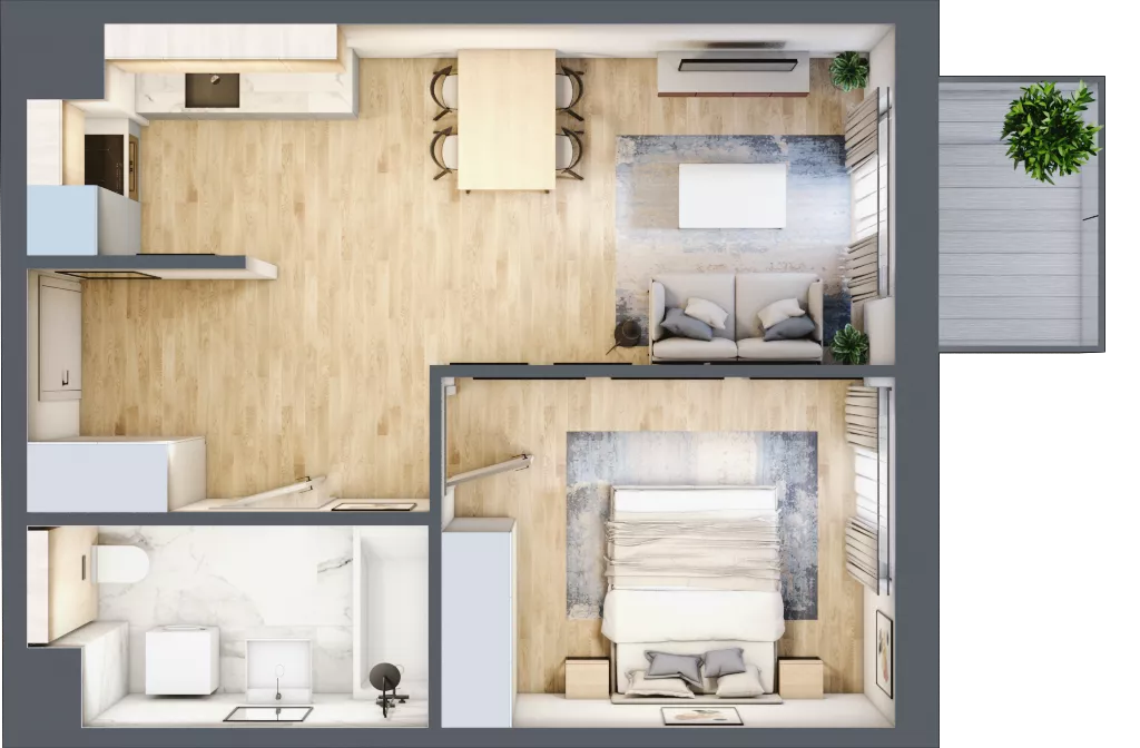 2 pokoje, mieszkanie 42,91 m², piętro 3, oferta nr 2.B.3.31, ATAL Apollina II, Kowale, ul. Apollina