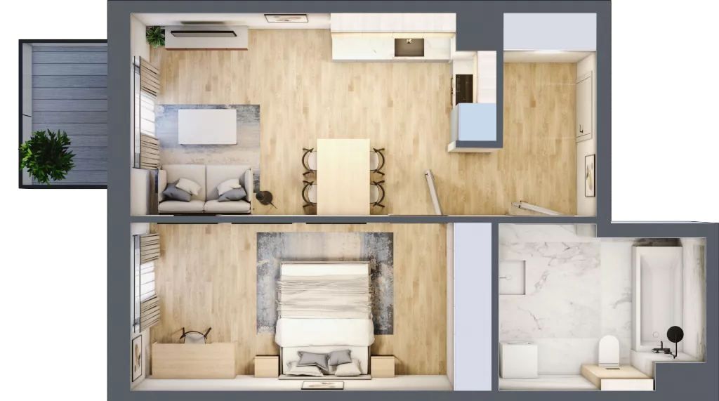 2 pokoje, mieszkanie 47,11 m², piętro 3, oferta nr 2.B.3.32, ATAL Apollina II, Kowale, ul. Apollina