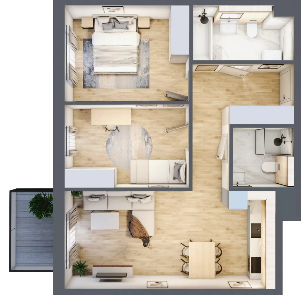 3 pokoje, mieszkanie 64,05 m², piętro 4, oferta nr 2.A.4.22, ATAL Apollina II, Kowale, ul. Apollina