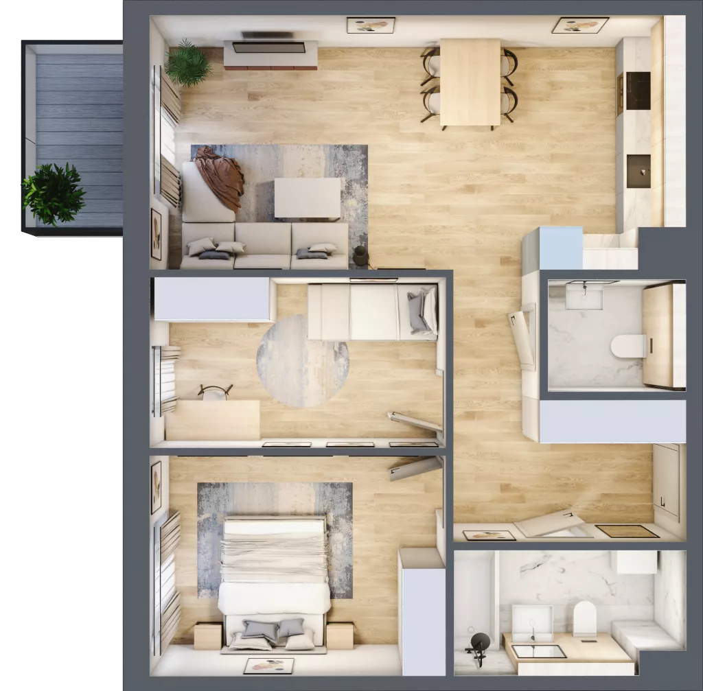 3 pokoje, mieszkanie 65,60 m², piętro 4, oferta nr 2.B.4.47, ATAL Apollina II, Kowale, ul. Apollina