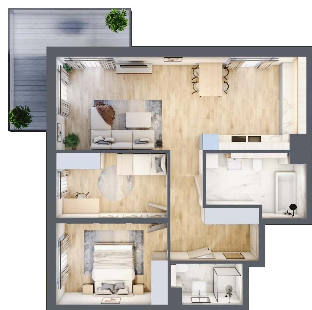 3 pokoje, mieszkanie 73,49 m², piętro 4, oferta nr 2.B.4.48, ATAL Apollina II, Kowale, ul. Apollina