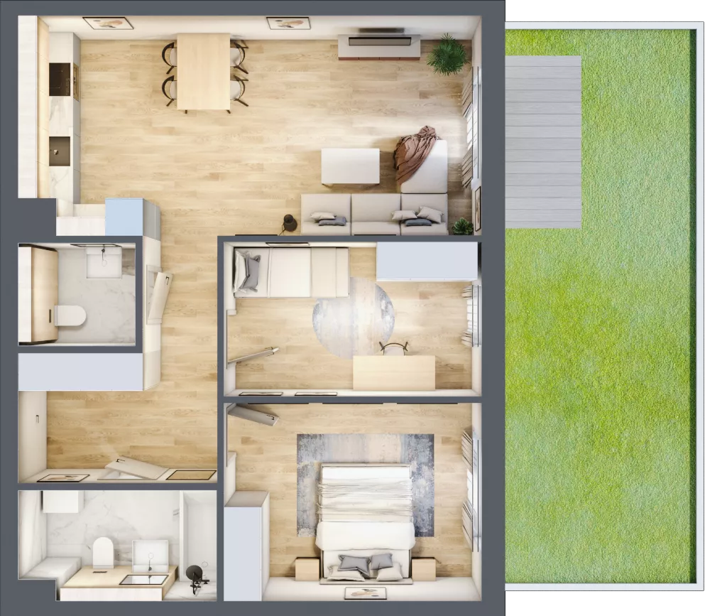 3 pokoje, mieszkanie 65,94 m², parter, oferta nr 3.0.7, ATAL Apollina II, Kowale, ul. Apollina