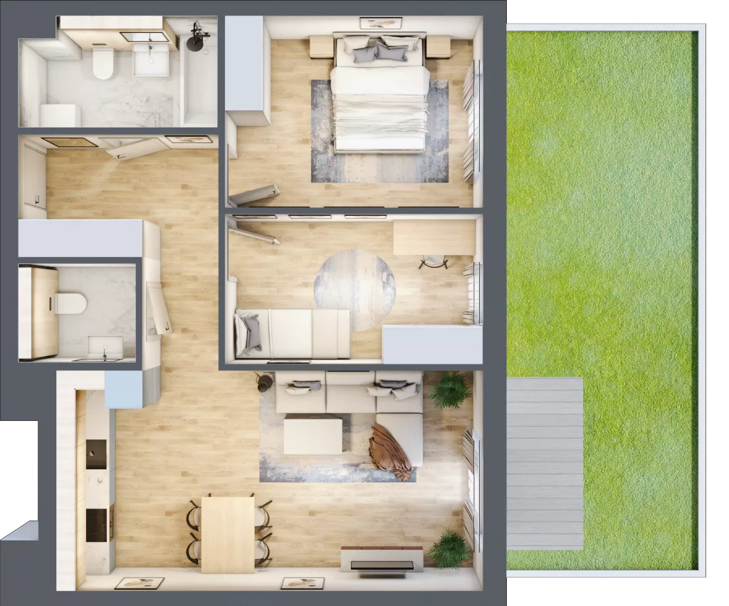 3 pokoje, mieszkanie 62,43 m², parter, oferta nr 3.0.8, ATAL Apollina II, Kowale, ul. Apollina