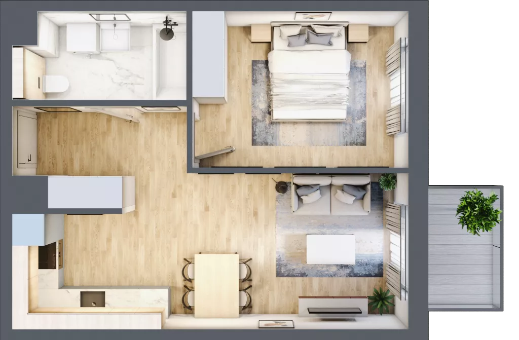 2 pokoje, mieszkanie 42,71 m², piętro 1, oferta nr 3.1.21, ATAL Apollina II, Kowale, ul. Apollina