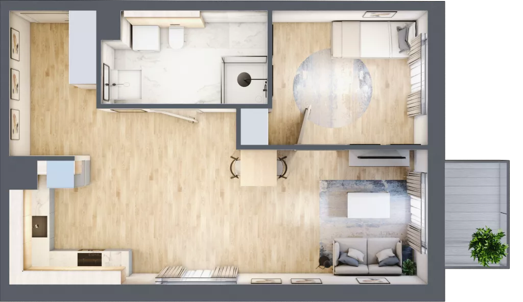 2 pokoje, mieszkanie 53,23 m², piętro 1, oferta nr 3.1.22, ATAL Apollina II, Kowale, ul. Apollina