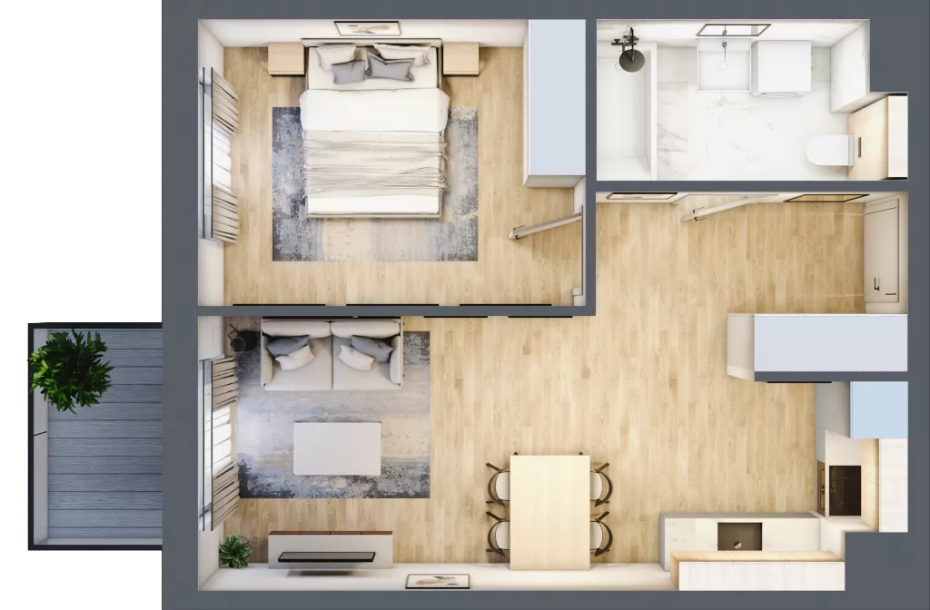 2 pokoje, mieszkanie 42,74 m², piętro 1, oferta nr 3.1.24, ATAL Apollina II, Kowale, ul. Apollina