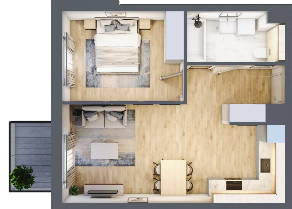 2 pokoje, mieszkanie 45,98 m², piętro 1, oferta nr 3.1.25, ATAL Apollina II, Kowale, ul. Apollina