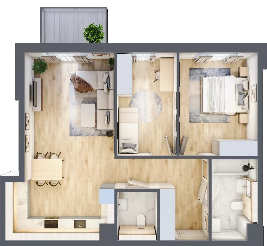 3 pokoje, mieszkanie 67,78 m², piętro 2, oferta nr 3.2.26, ATAL Apollina II, Kowale, ul. Apollina
