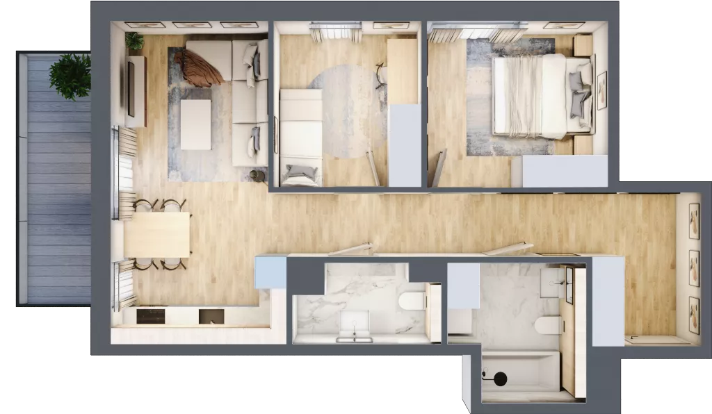 3 pokoje, mieszkanie 59,98 m², piętro 2, oferta nr 3.2.28, ATAL Apollina II, Kowale, ul. Apollina