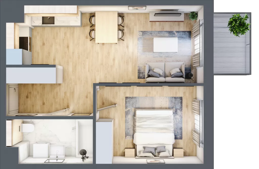 2 pokoje, mieszkanie 42,71 m², piętro 2, oferta nr 3.2.30, ATAL Apollina II, Kowale, ul. Apollina