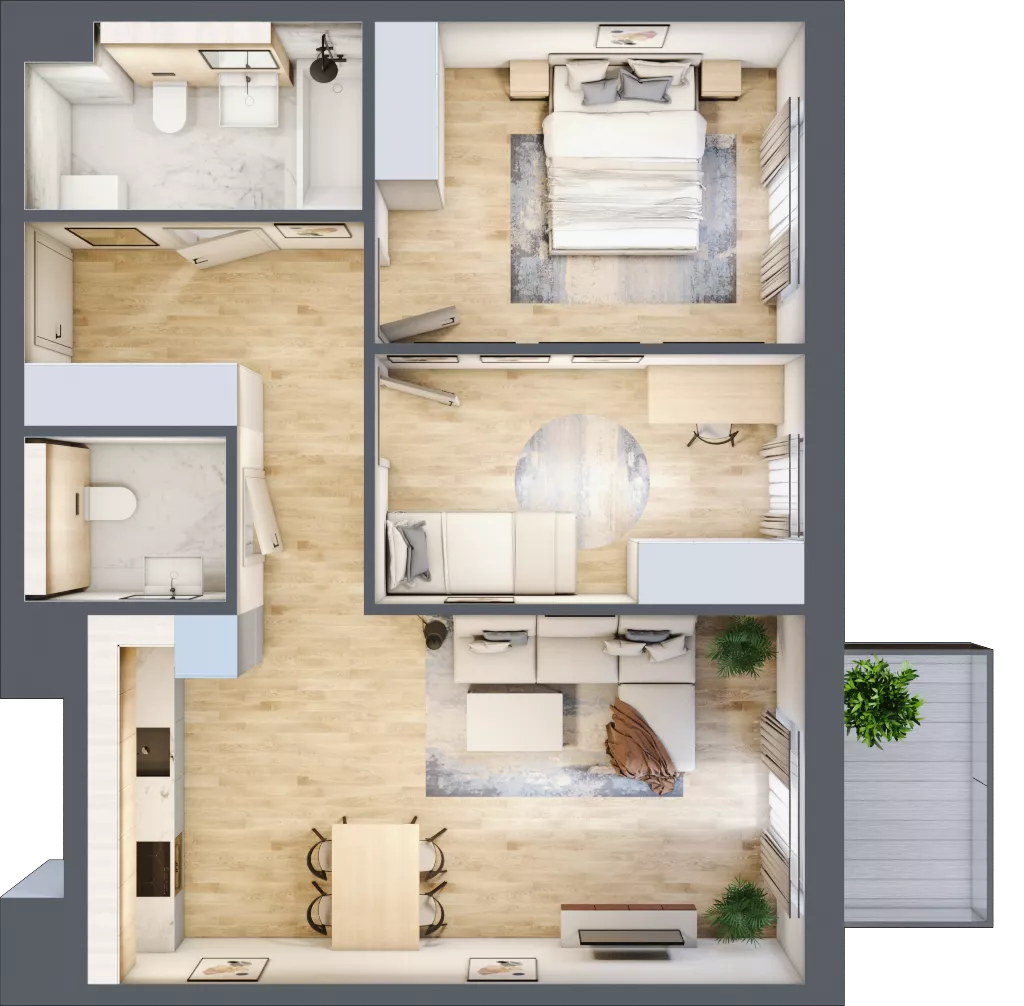 3 pokoje, mieszkanie 63,90 m², piętro 2, oferta nr 3.2.33, ATAL Apollina II, Kowale, ul. Apollina