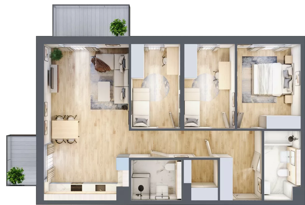 4 pokoje, mieszkanie 86,48 m², piętro 2, oferta nr 3.2.36, ATAL Apollina II, Kowale, ul. Apollina
