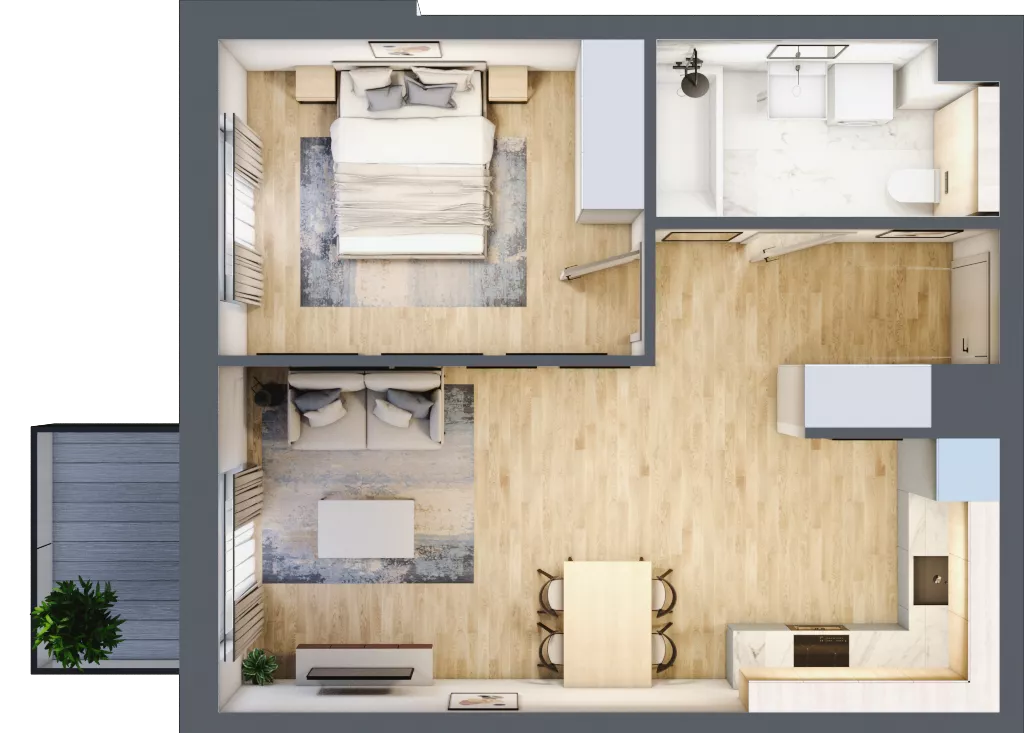 2 pokoje, mieszkanie 45,98 m², piętro 2, oferta nr 3.2.38, ATAL Apollina II, Kowale, ul. Apollina