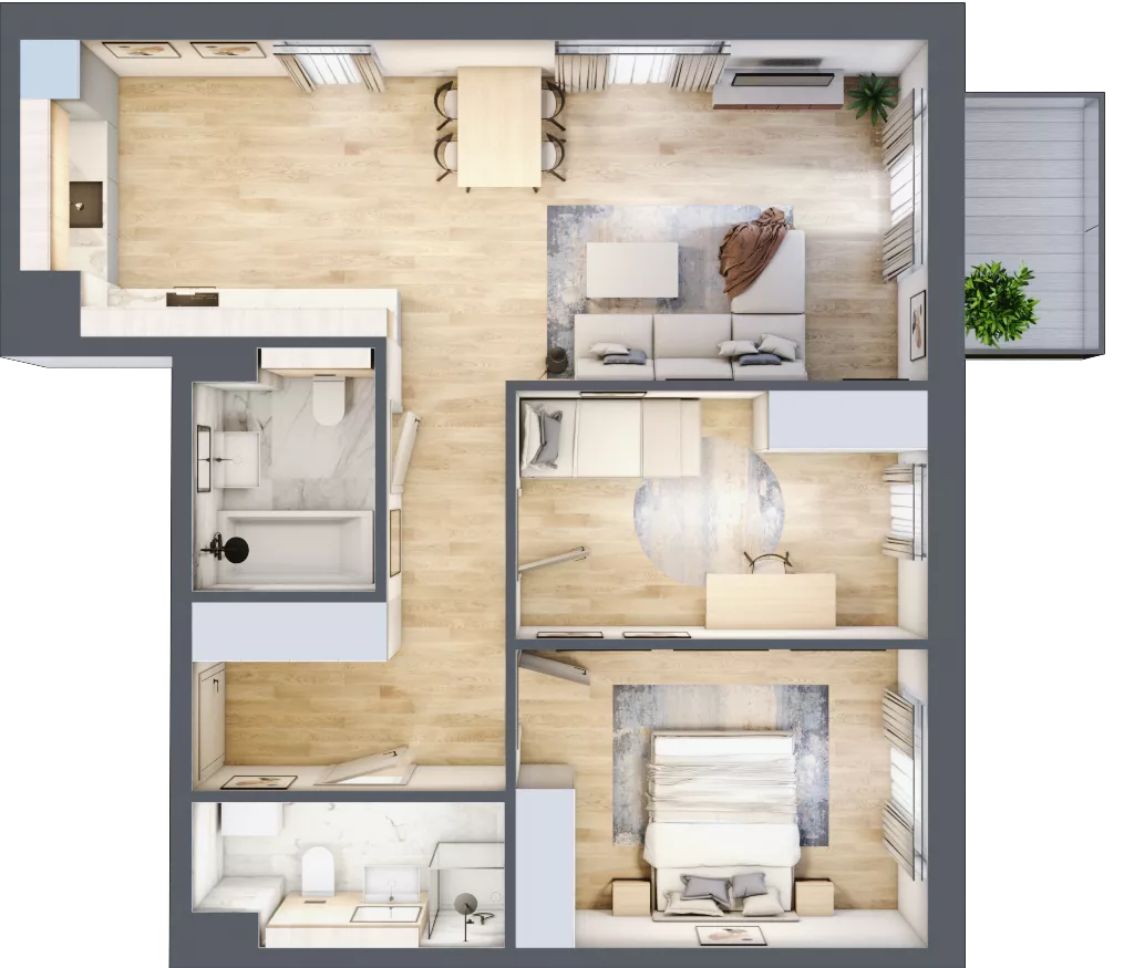3 pokoje, mieszkanie 70,76 m², piętro 3, oferta nr 3.3.42, ATAL Apollina II, Kowale, ul. Apollina