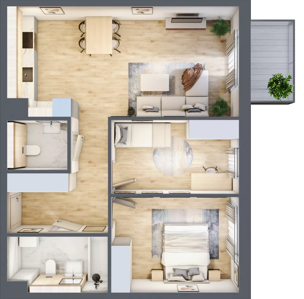 3 pokoje, mieszkanie 65,63 m², piętro 3, oferta nr 3.3.44, ATAL Apollina II, Kowale, ul. Apollina