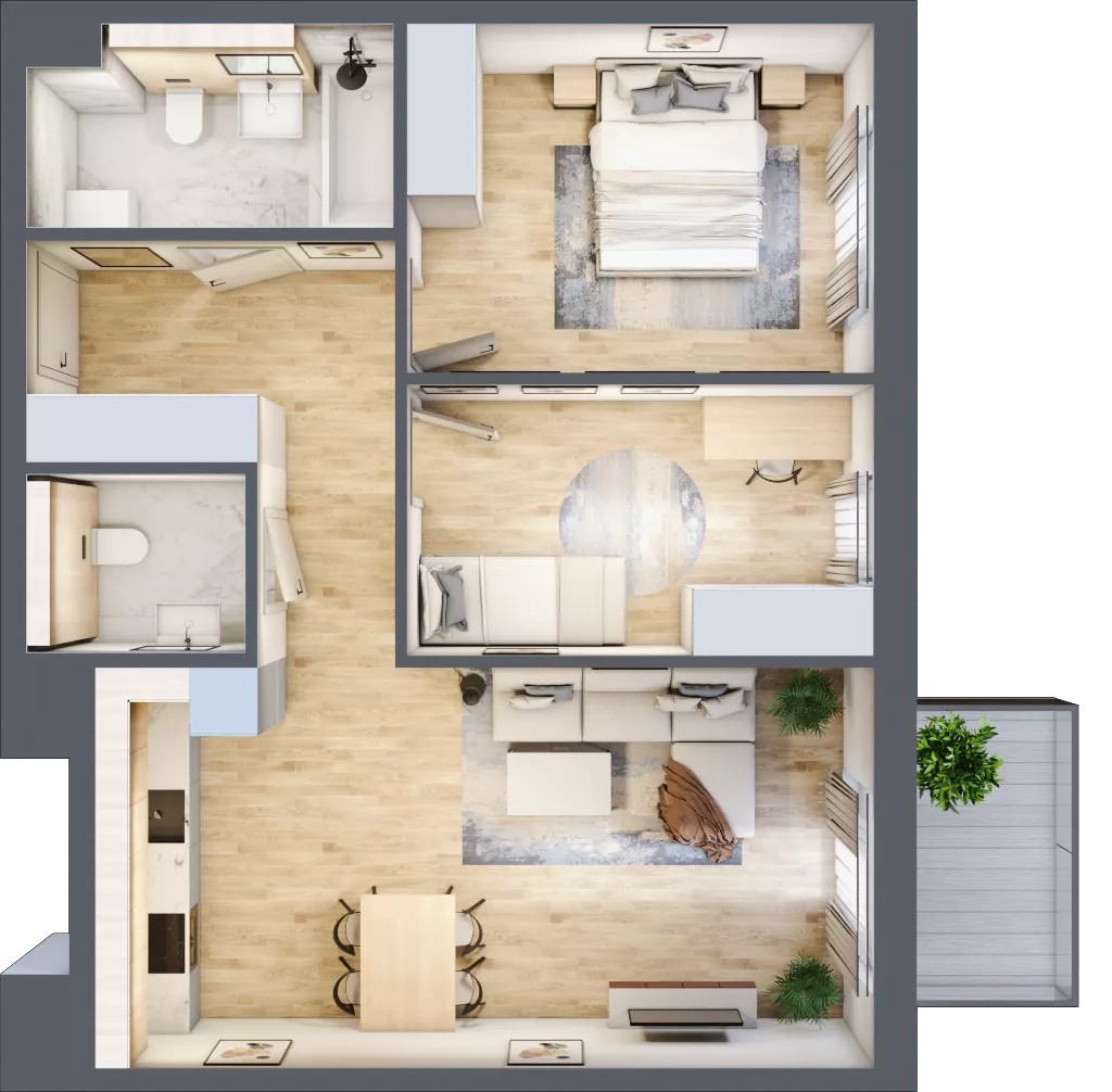 3 pokoje, mieszkanie 63,90 m², piętro 3, oferta nr 3.3.46, ATAL Apollina II, Kowale, ul. Apollina