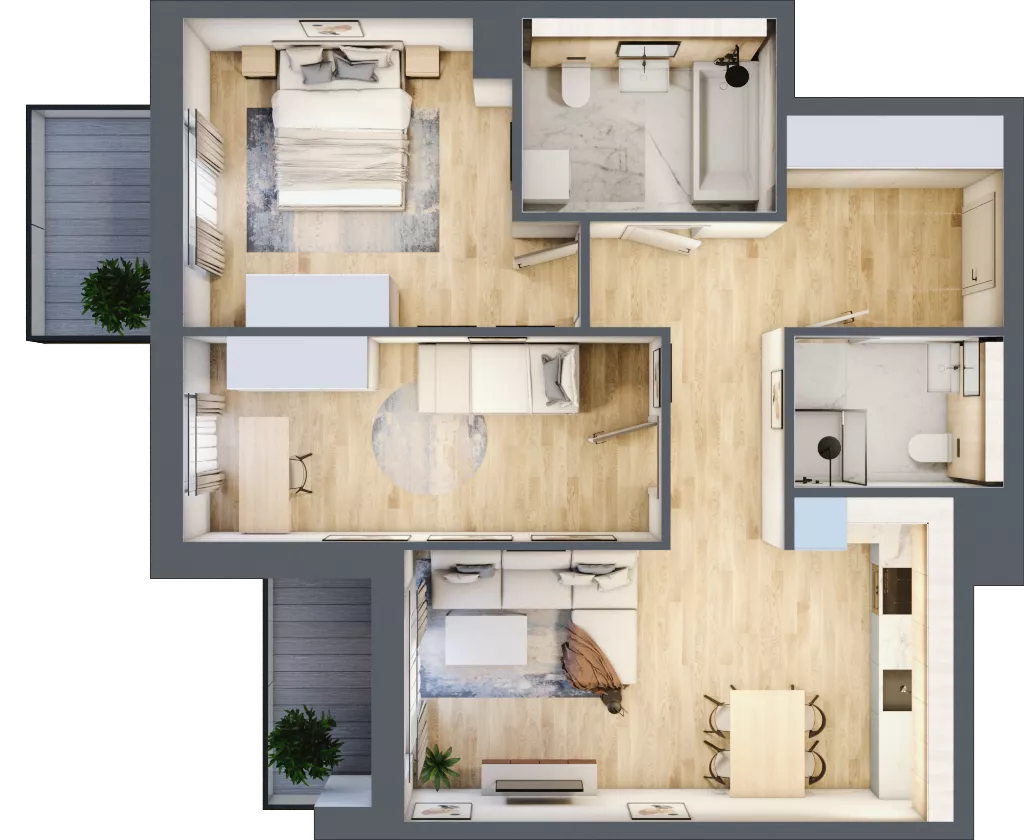 3 pokoje, mieszkanie 68,52 m², piętro 4, oferta nr 3.4.53, ATAL Apollina II, Kowale, ul. Apollina
