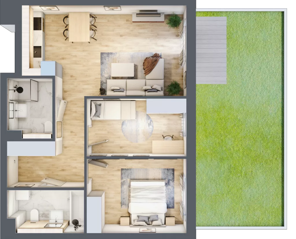 3 pokoje, mieszkanie 63,95 m², parter, oferta nr 4.0.3, ATAL Apollina II, Kowale, ul. Apollina