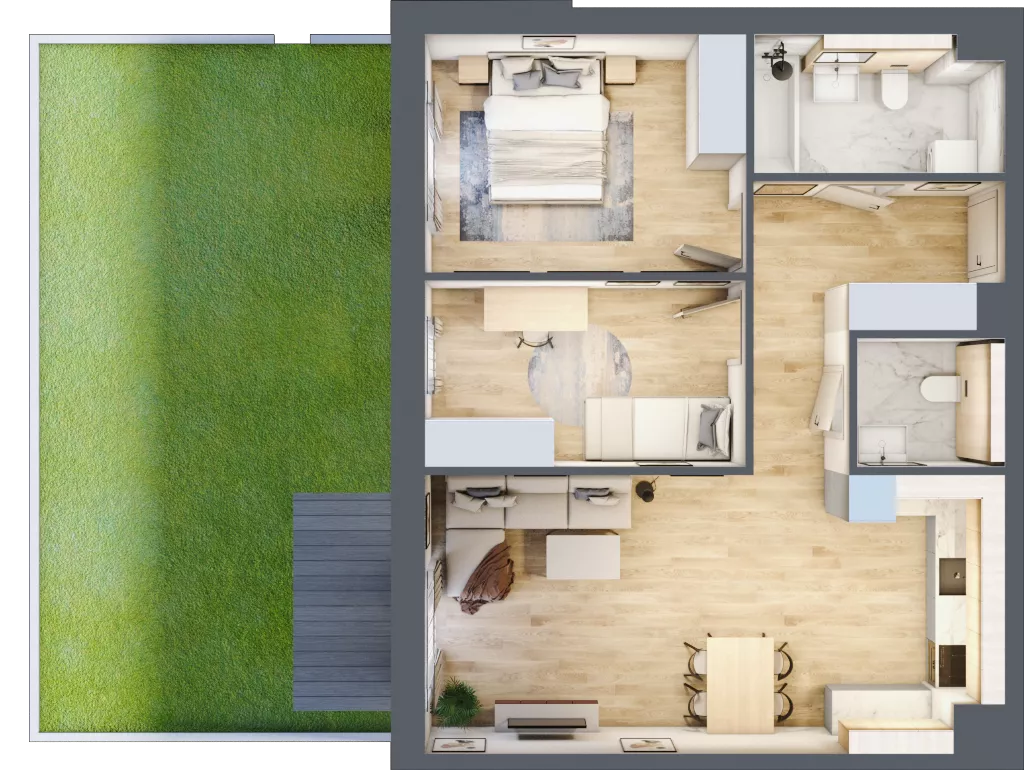 3 pokoje, mieszkanie 63,98 m², parter, oferta nr 4.0.8, ATAL Apollina II, Kowale, ul. Apollina