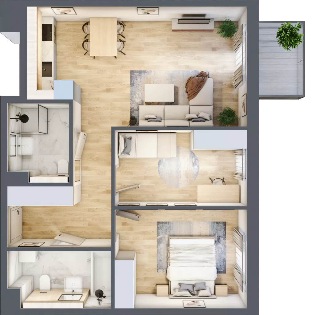 3 pokoje, mieszkanie 65,44 m², piętro 1, oferta nr 4.1.11, ATAL Apollina II, Kowale, ul. Apollina