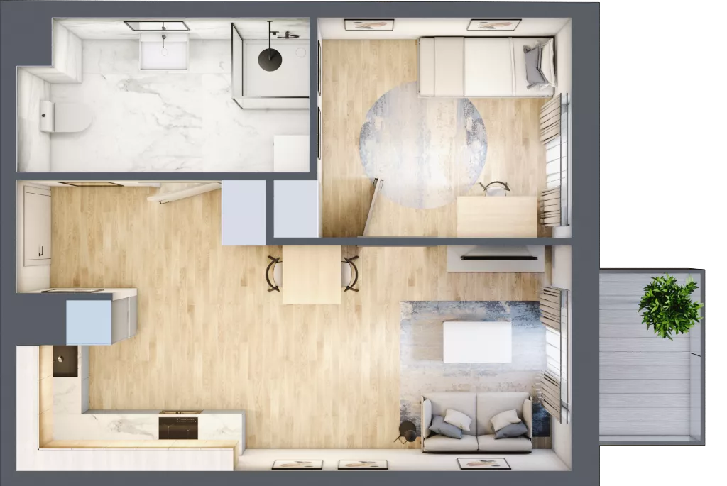 2 pokoje, mieszkanie 43,45 m², piętro 1, oferta nr 4.1.13, ATAL Apollina II, Kowale, ul. Apollina