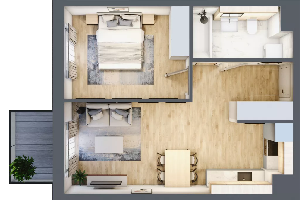 2 pokoje, mieszkanie 43,43 m², piętro 1, oferta nr 4.1.16, ATAL Apollina II, Kowale, ul. Apollina