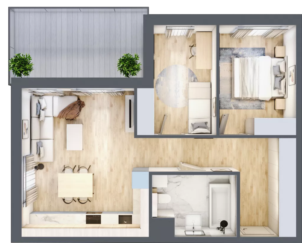 3 pokoje, mieszkanie 59,40 m², piętro 2, oferta nr 4.2.24, ATAL Apollina II, Kowale, ul. Apollina