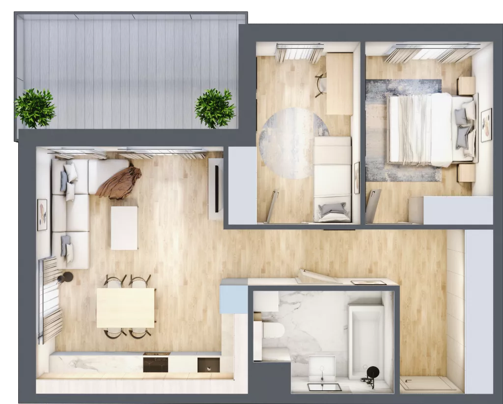 3 pokoje, mieszkanie 59,40 m², piętro 3, oferta nr 4.3.33, ATAL Apollina II, Kowale, ul. Apollina