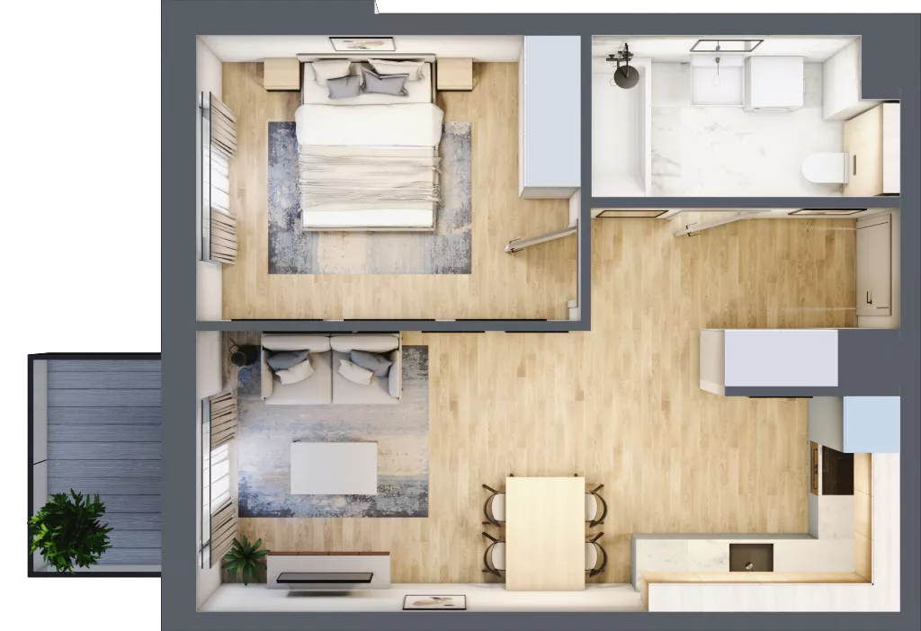 2 pokoje, mieszkanie 43,74 m², piętro 4, oferta nr 4.4.44, ATAL Apollina II, Kowale, ul. Apollina