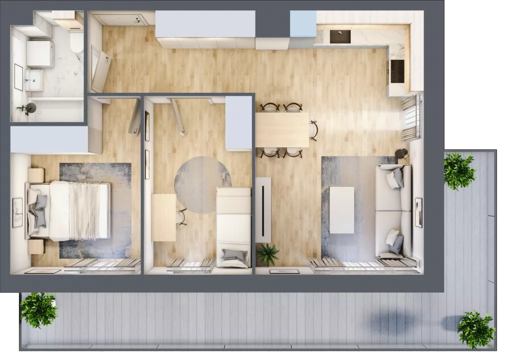 3 pokoje, mieszkanie 54,60 m², piętro 1, oferta nr B11-K1-1-1, ATAL Strachowicka II, Wrocław, Żerniki, Fabryczna, ul. Strachowicka