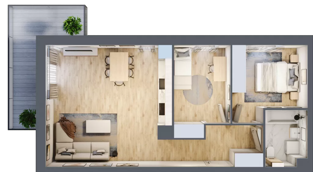 3 pokoje, mieszkanie 60,17 m², piętro 1, oferta nr B5-K3-1-4, ATAL Strachowicka II, Wrocław, Żerniki, Fabryczna, ul. Strachowicka