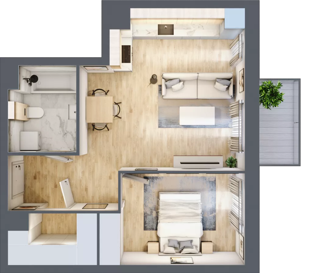 2 pokoje, mieszkanie 46,19 m², piętro 2, oferta nr B5-K1-2-6, ATAL Strachowicka II, Wrocław, Żerniki, Fabryczna, ul. Strachowicka