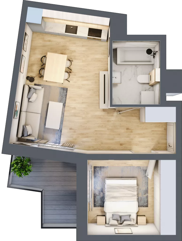 2 pokoje, mieszkanie 39,05 m², piętro 2, oferta nr B5-K1-2-4, ATAL Strachowicka II, Wrocław, Żerniki, Fabryczna, ul. Strachowicka