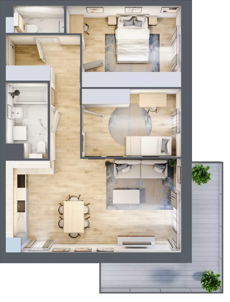 3 pokoje, mieszkanie 66,75 m², piętro 2, oferta nr B5-K2-2-4, ATAL Strachowicka II, Wrocław, Żerniki, Fabryczna, ul. Strachowicka