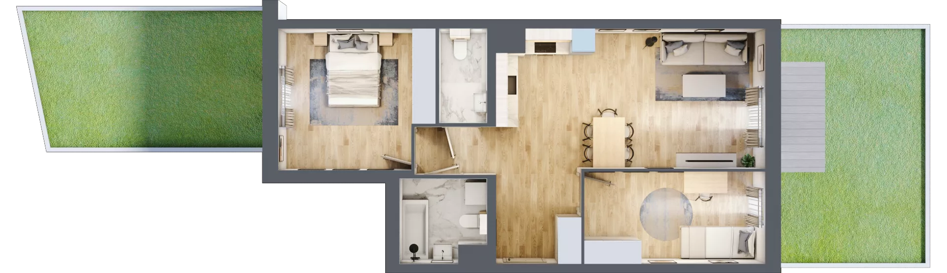 3 pokoje, mieszkanie 65,18 m², parter, oferta nr B5-K3-0-1, ATAL Strachowicka II, Wrocław, Żerniki, Fabryczna, ul. Strachowicka