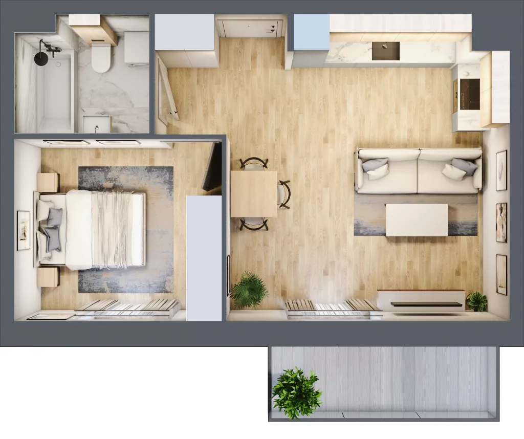 1 pokój, mieszkanie 41,19 m², piętro 1, oferta nr B5-K3-1-2, ATAL Strachowicka II, Wrocław, Żerniki, Fabryczna, ul. Strachowicka