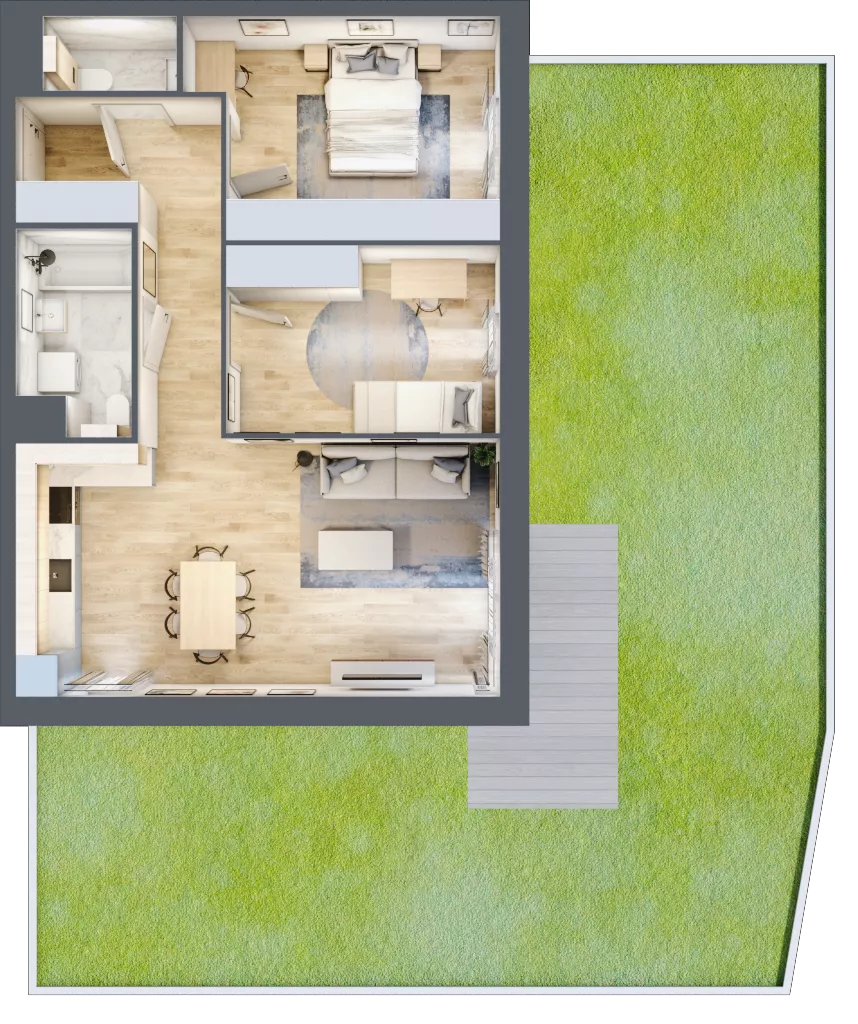 3 pokoje, mieszkanie 66,45 m², parter, oferta nr B5-K2-0-3, ATAL Strachowicka II, Wrocław, Żerniki, Fabryczna, ul. Strachowicka
