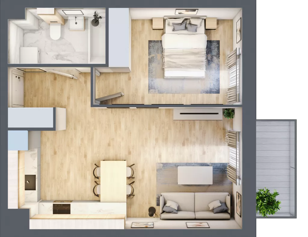 2 pokoje, mieszkanie 44,90 m², piętro 3, oferta nr B5-K2-3-3, ATAL Strachowicka II, Wrocław, Żerniki, Fabryczna, ul. Strachowicka