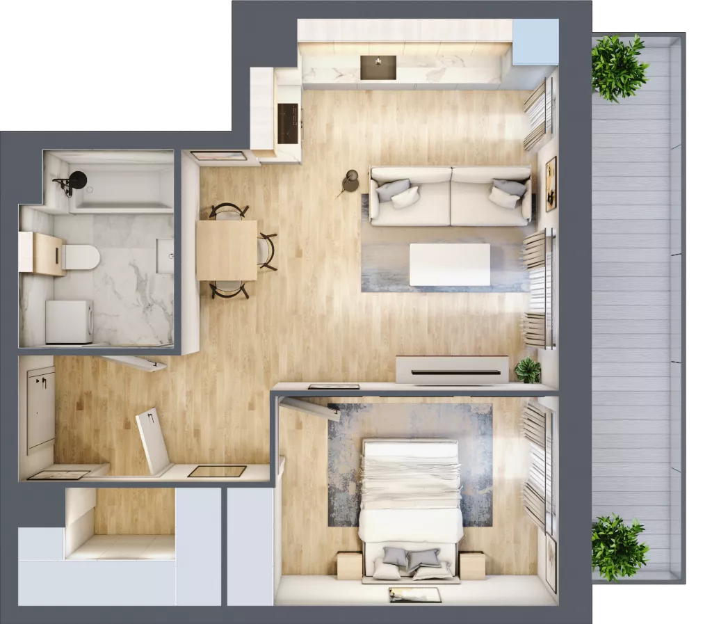 2 pokoje, mieszkanie 46,32 m², piętro 1, oferta nr B5-K1-1-6, ATAL Strachowicka II, Wrocław, Żerniki, Fabryczna, ul. Strachowicka
