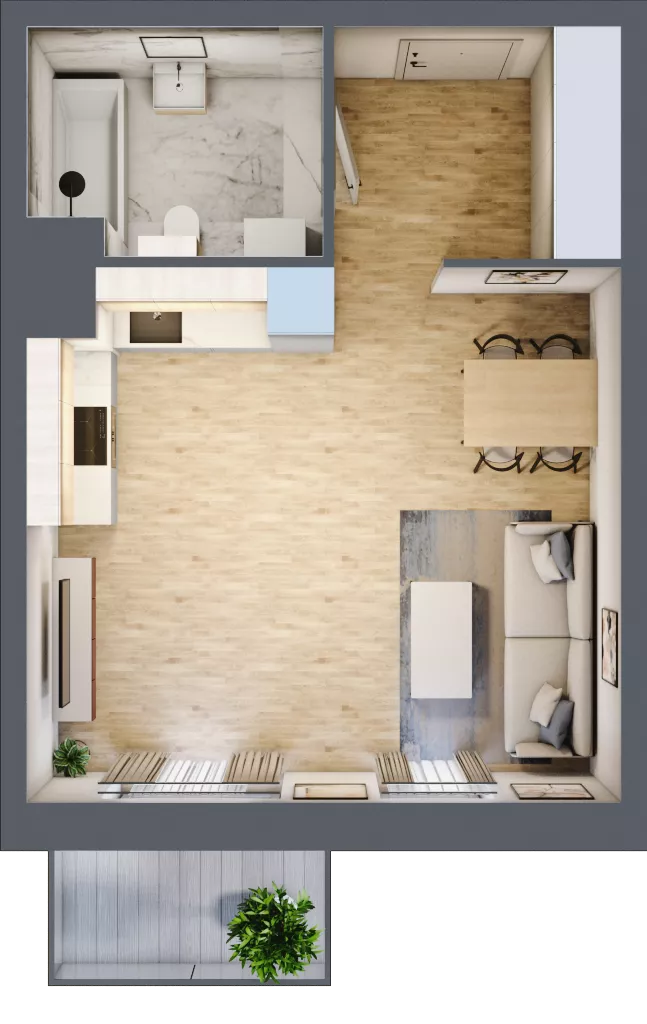 1 pokój, mieszkanie 35,39 m², piętro 2, oferta nr B5-K2-2-5, ATAL Strachowicka II, Wrocław, Żerniki, Fabryczna, ul. Strachowicka