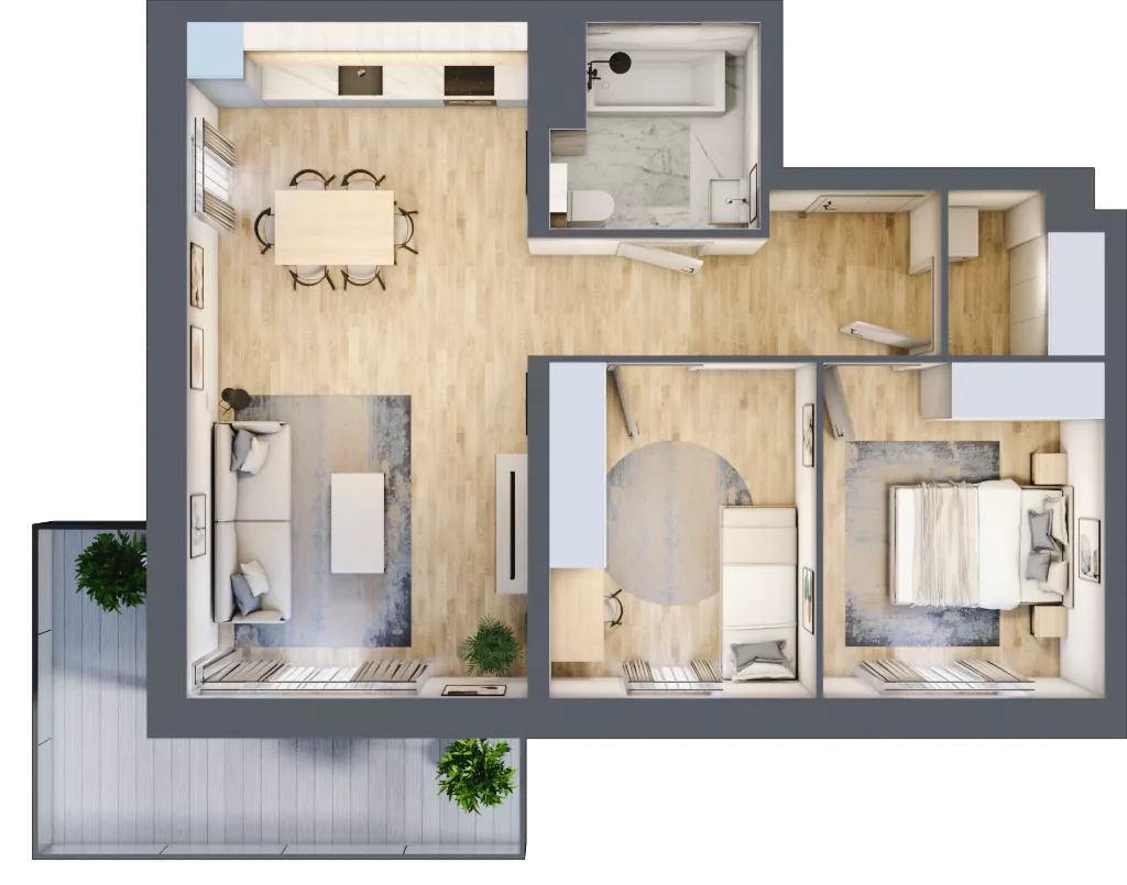 3 pokoje, mieszkanie 60,13 m², piętro 2, oferta nr B5-K1-2-3, ATAL Strachowicka II, Wrocław, Żerniki, Fabryczna, ul. Strachowicka
