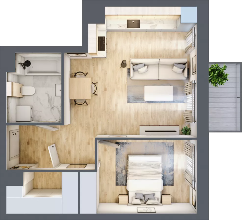2 pokoje, mieszkanie 46,07 m², piętro 3, oferta nr B5-K1-3-6, ATAL Strachowicka II, Wrocław, Żerniki, Fabryczna, ul. Strachowicka