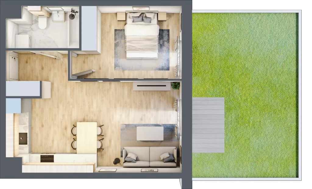 2 pokoje, mieszkanie 44,66 m², parter, oferta nr B5-K2-0-2, ATAL Strachowicka II, Wrocław, Żerniki, Fabryczna, ul. Strachowicka