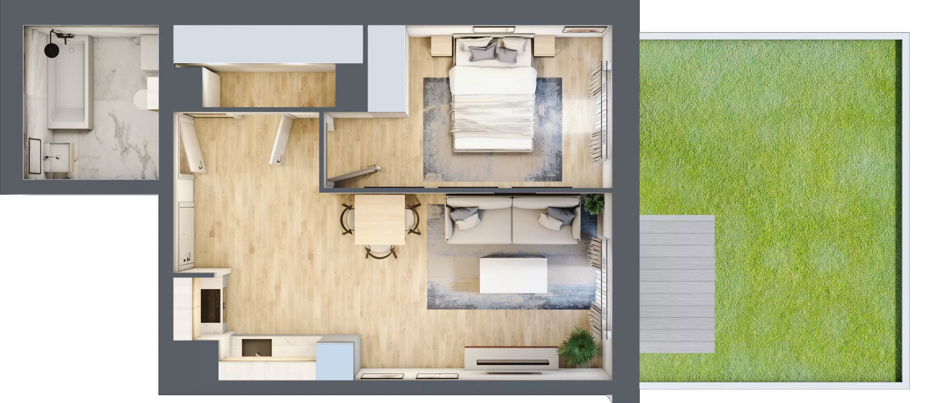 2 pokoje, mieszkanie 43,57 m², parter, oferta nr B5-K2-0-1, ATAL Strachowicka II, Wrocław, Żerniki, Fabryczna, ul. Strachowicka