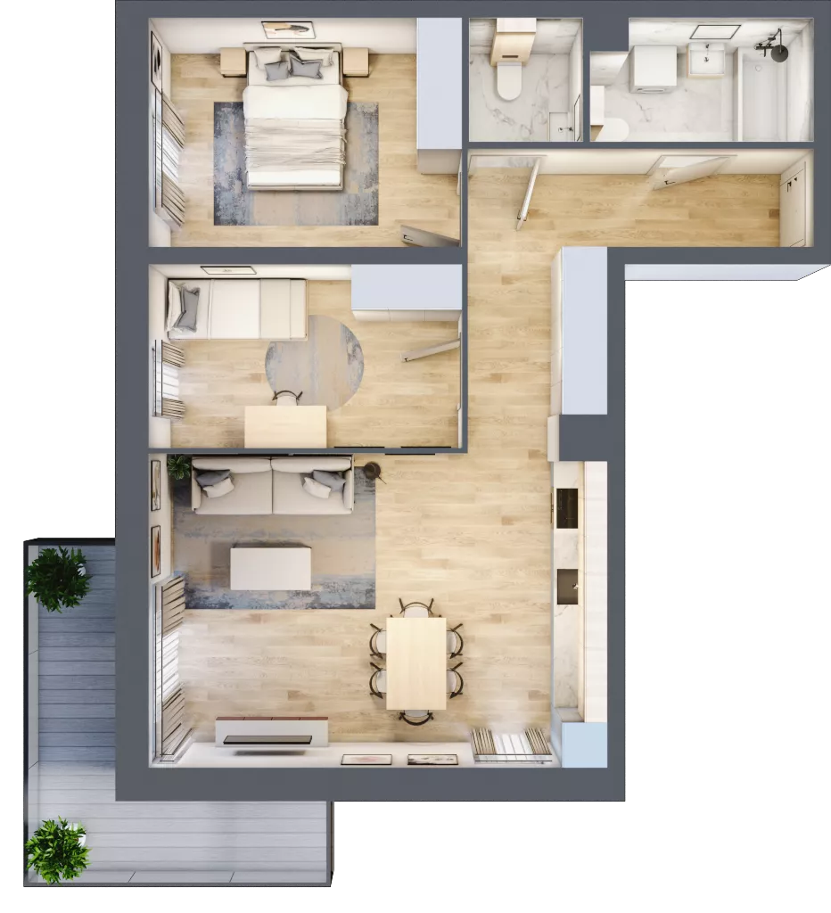 3 pokoje, mieszkanie 65,90 m², piętro 1, oferta nr B6-K1-1-6, ATAL Strachowicka II, Wrocław, Żerniki, Fabryczna, ul. Strachowicka