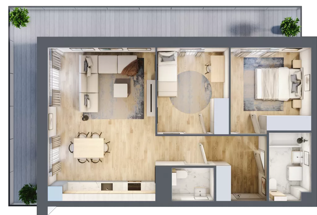 3 pokoje, mieszkanie 65,06 m², piętro 1, oferta nr B6-K1-1-1, ATAL Strachowicka II, Wrocław, Żerniki, Fabryczna, ul. Strachowicka